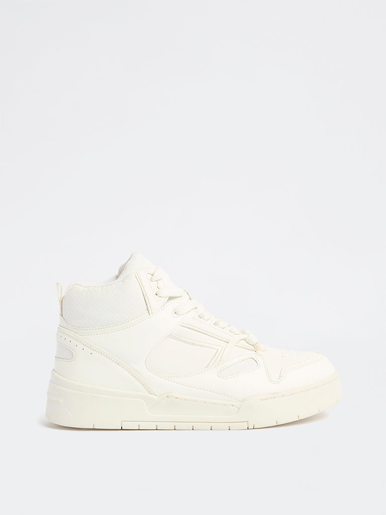 SOLEPLAY White Perforated High-Top Sneakers