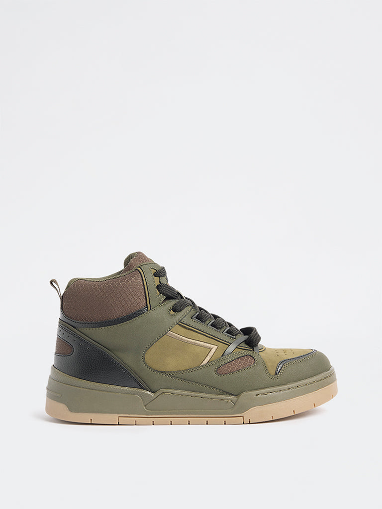 SOLEPLAY Olive Peforated High-Top Sneakers