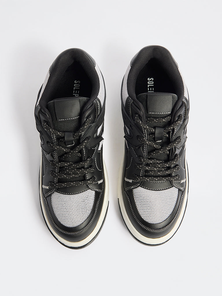 SOLEPLAY Black Mesh-Detailed Lace-Up Sneakers