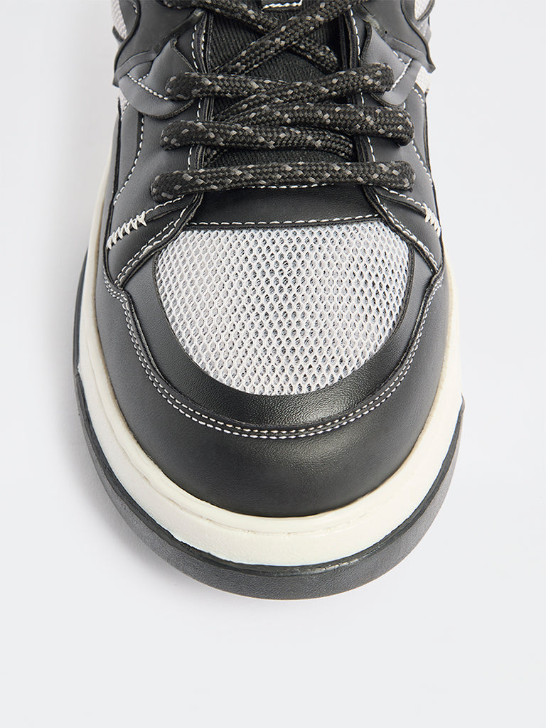 SOLEPLAY Black Mesh-Detailed Lace-Up Sneakers