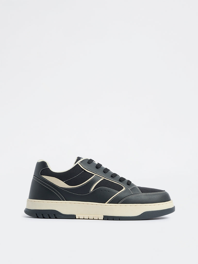 SOLEPLAY Black Textured Lace-Up Sneakers