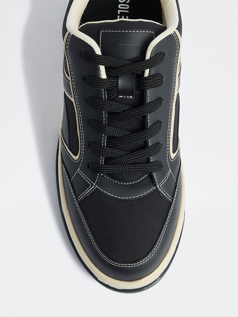 SOLEPLAY Black Textured Lace-Up Sneakers
