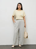 Gia Cream Striped High-Rise Trousers