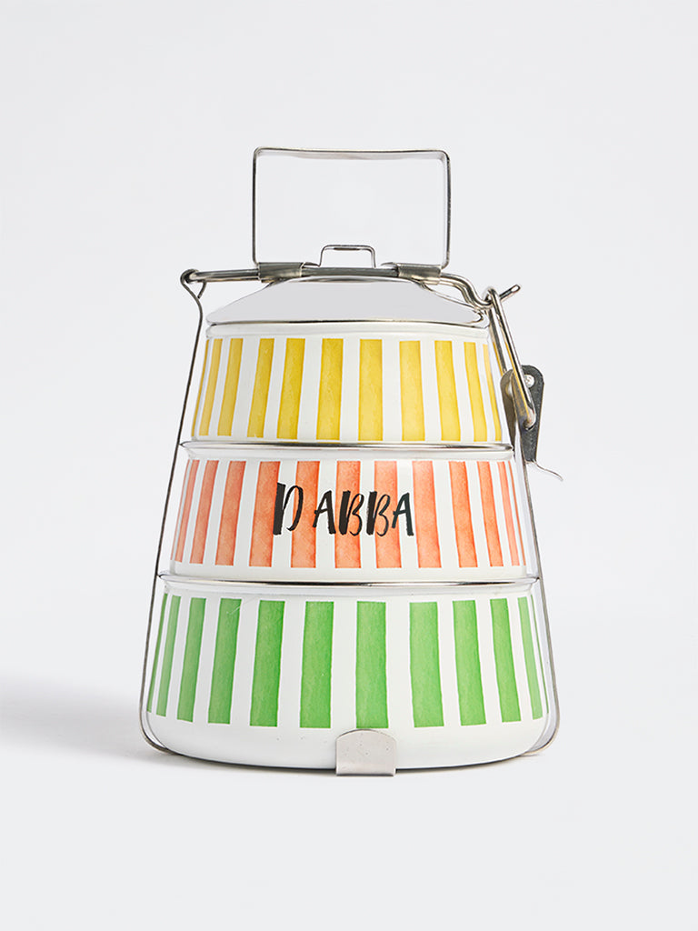 Westside Home Multicolour Striped 3 Tier Lunch Box