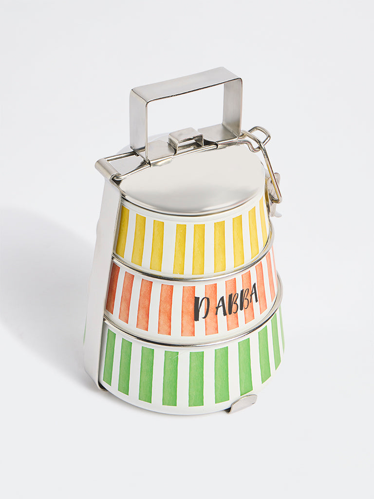 Westside Home Multicolour Striped 3 Tier Lunch Box