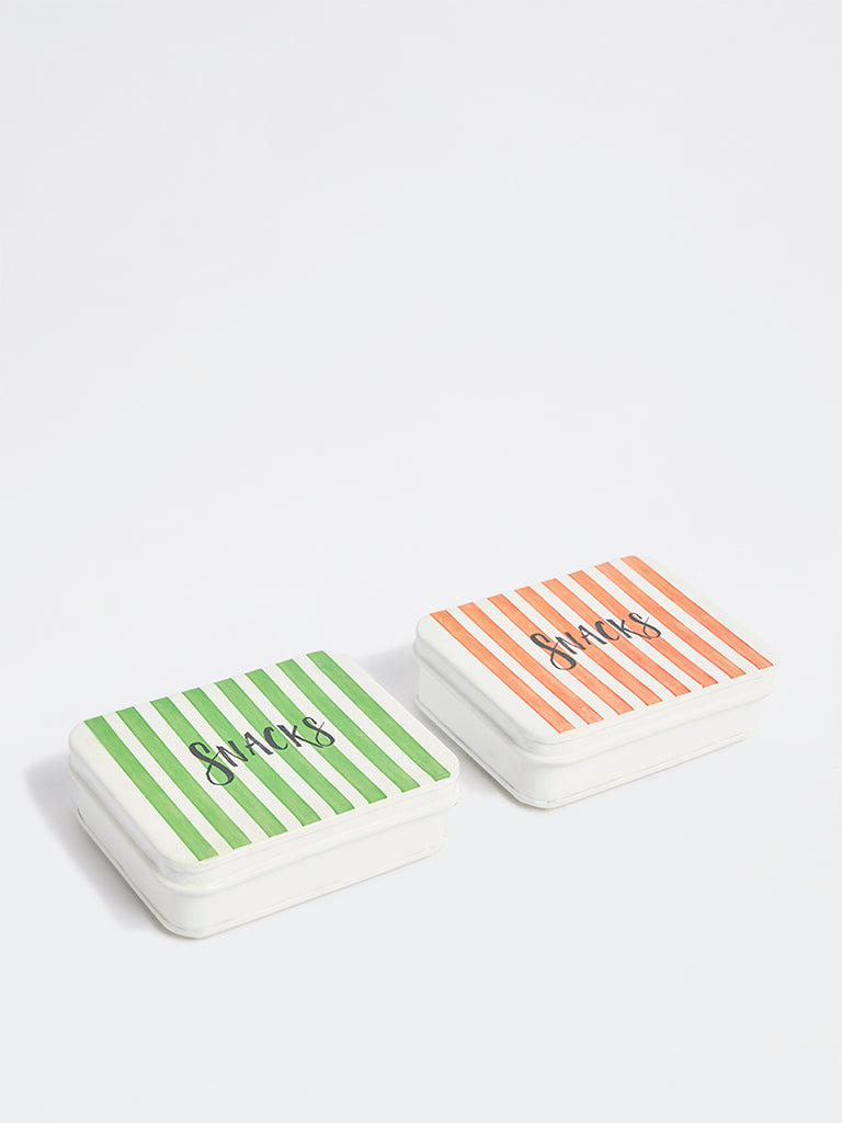 Westside Home Multicolour Striped Snacks Container with Lid - Set of 2