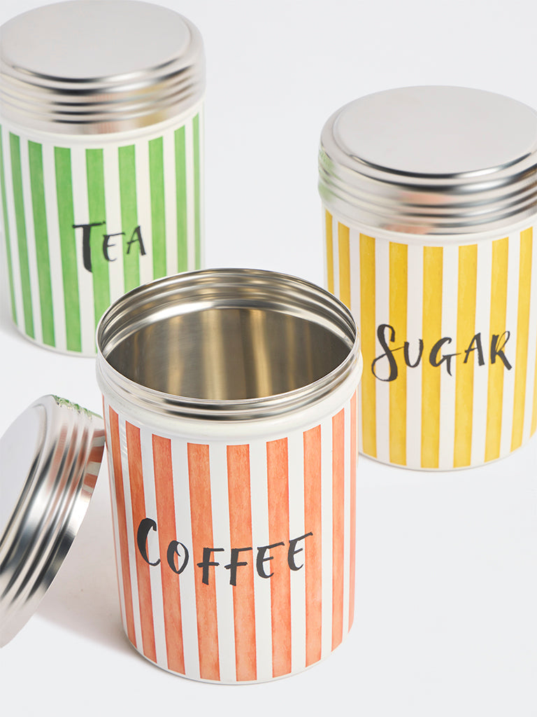 Westside Home Multicolour Striped Container with Lid - Set of 3