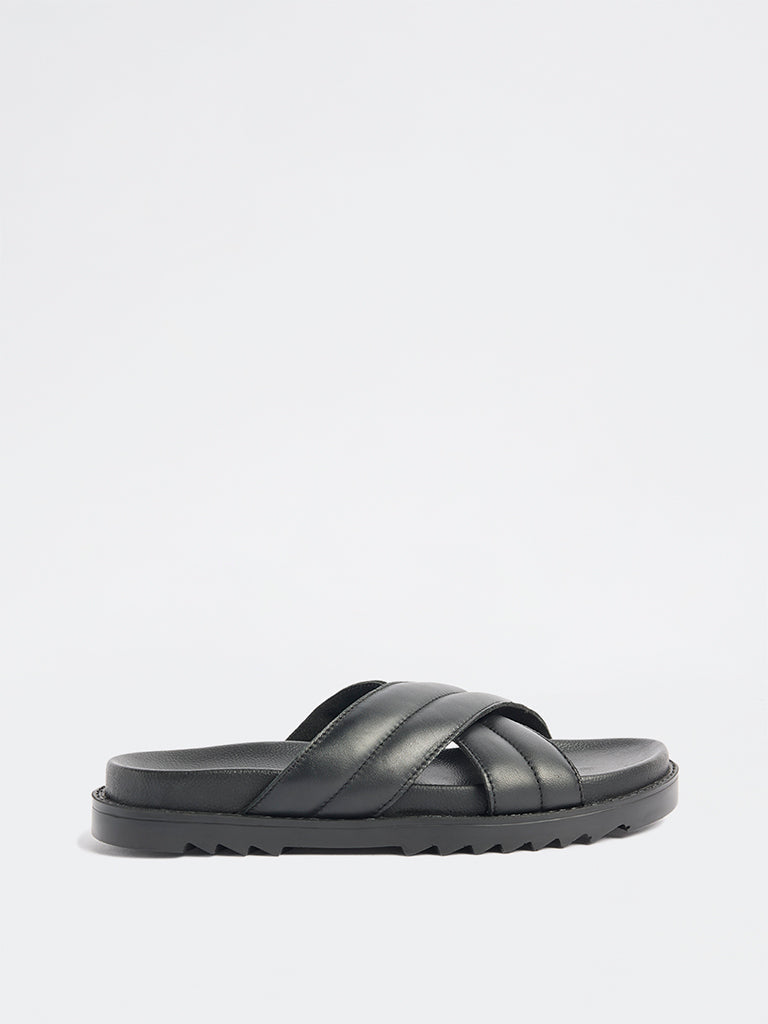 SOLEPLAY Black Criss-Cross Slip-On Sandals