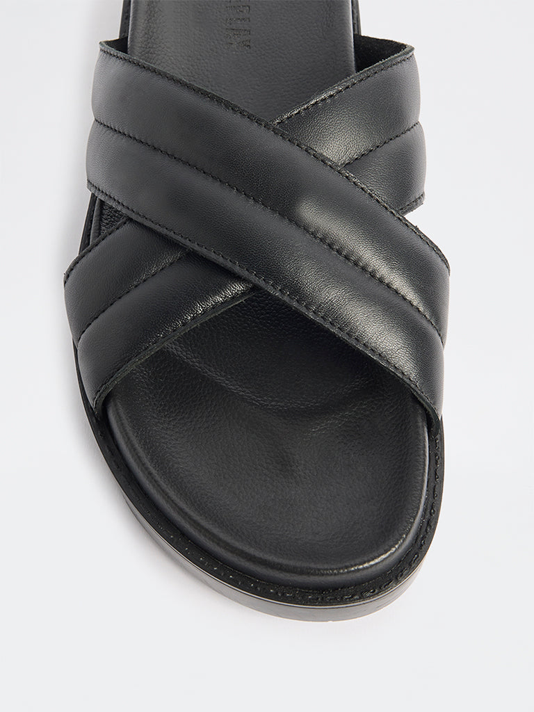 SOLEPLAY Black Criss-Cross Slip-On Sandals