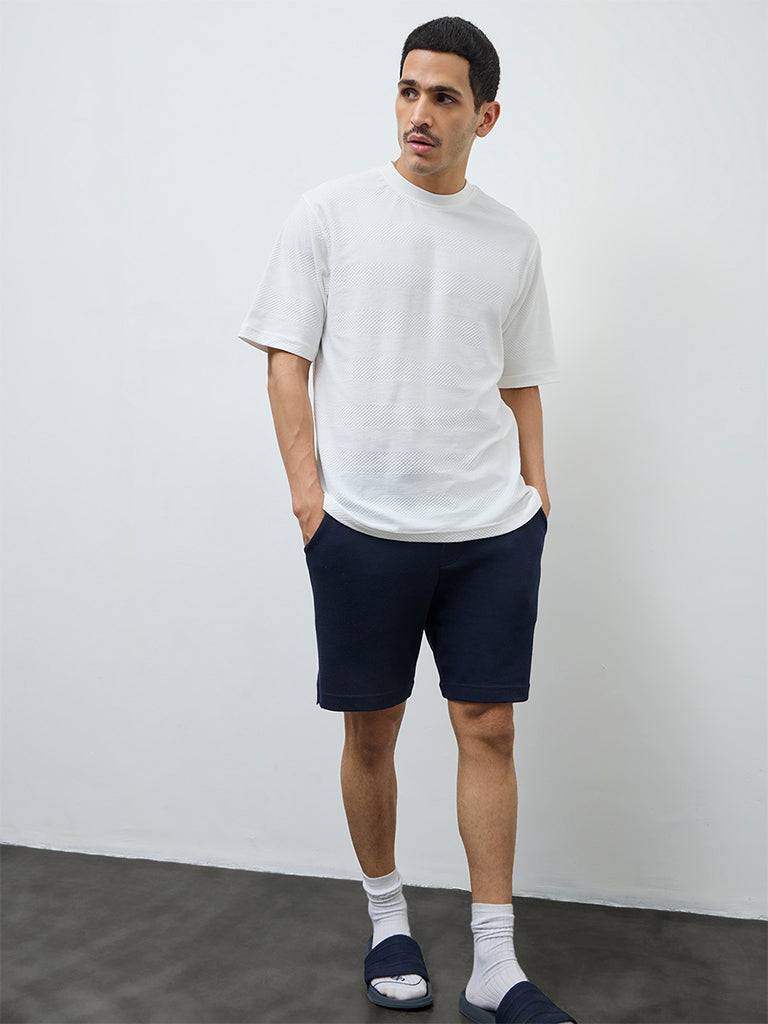 WES Lounge White Relaxed-Fit Cotton-Blend T-Shirt
