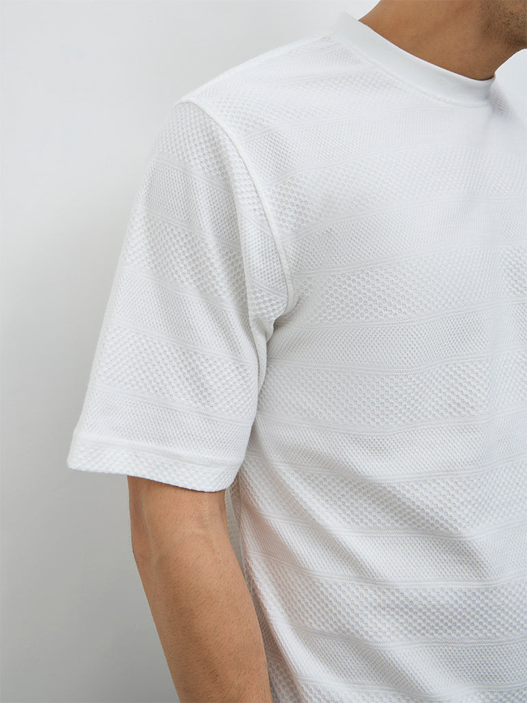 WES Lounge White Relaxed-Fit Cotton-Blend T-Shirt
