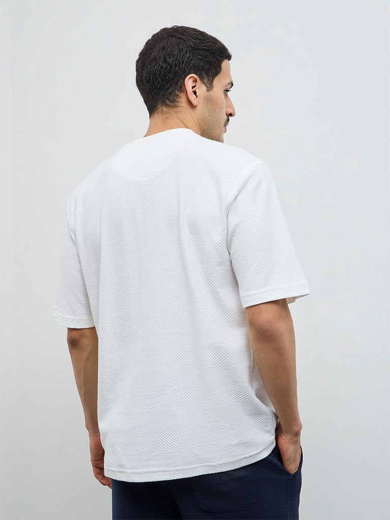 WES Lounge White Relaxed-Fit Cotton-Blend T-Shirt