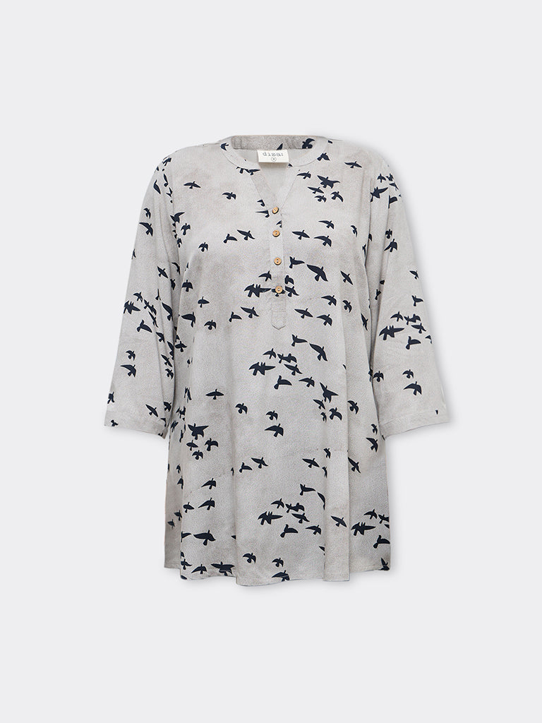 Diza Taupe Printed A-Line Kurta