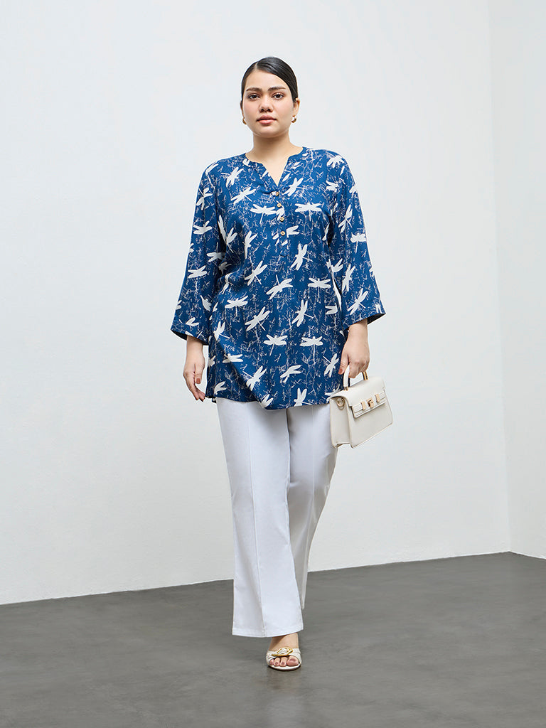 Diza Navy Printed Tunic