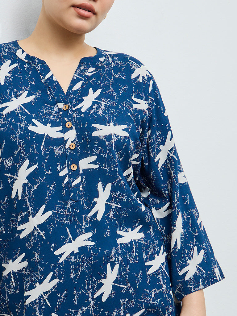 Diza Navy Printed Tunic