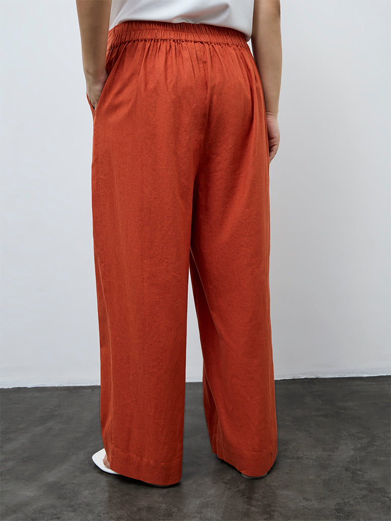 Gia Rust Solid High-Rise Pants