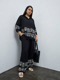 Gia Black Floral Embroidered High-Rise Pants