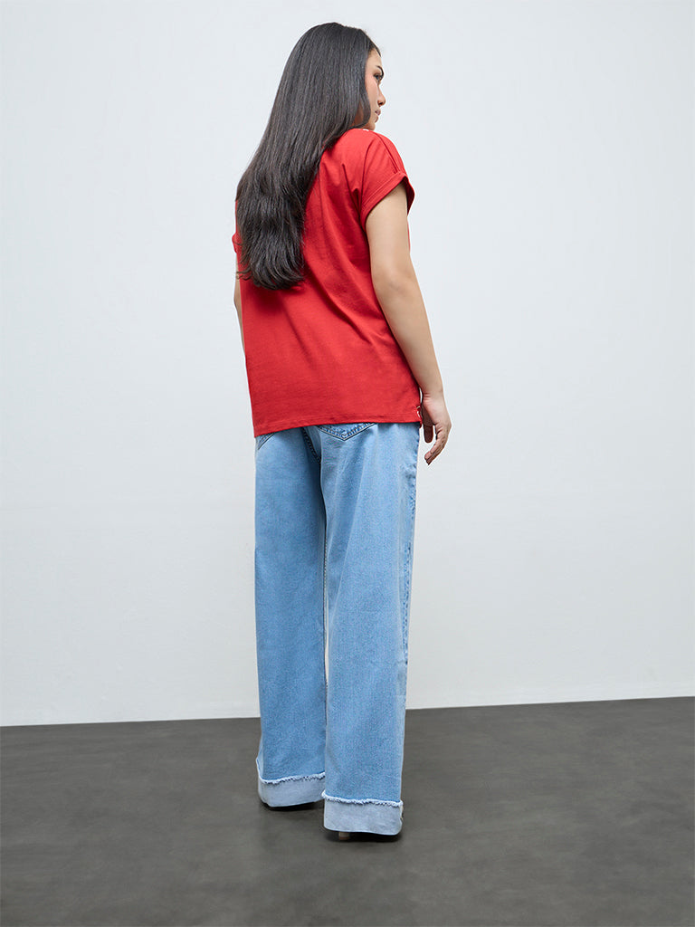Gia Light Blue Washed High-Rise Jeans