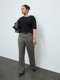 Gia Olive Solid High-Rise Cotton-Blend Trousers