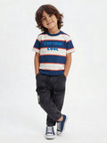 HOP Kids Boys Navy Striped Cotton T-Shirt