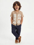 HOP Kids Boys Taupe Graphic Printed Shirt