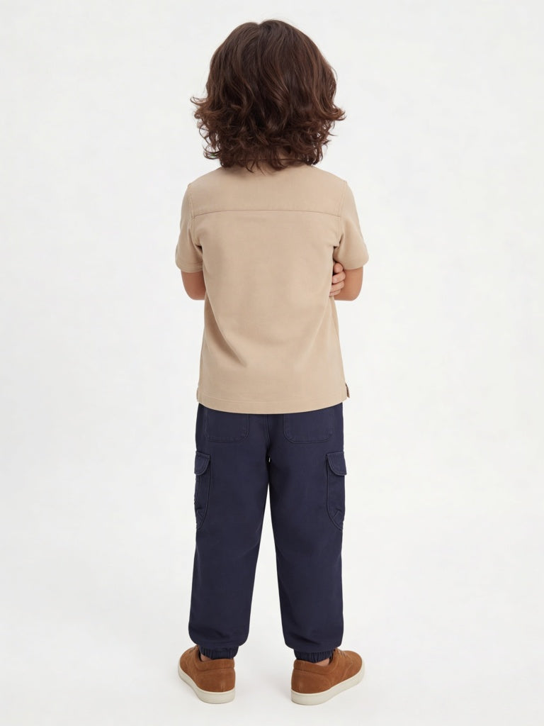 HOP Kids Boys Taupe Graphic Printed Shirt