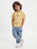 HOP Kids Boys Light Yellow Embroidered Cotton Shirt