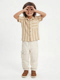 HOP Kids Boys Cream Striped Cotton Shirt