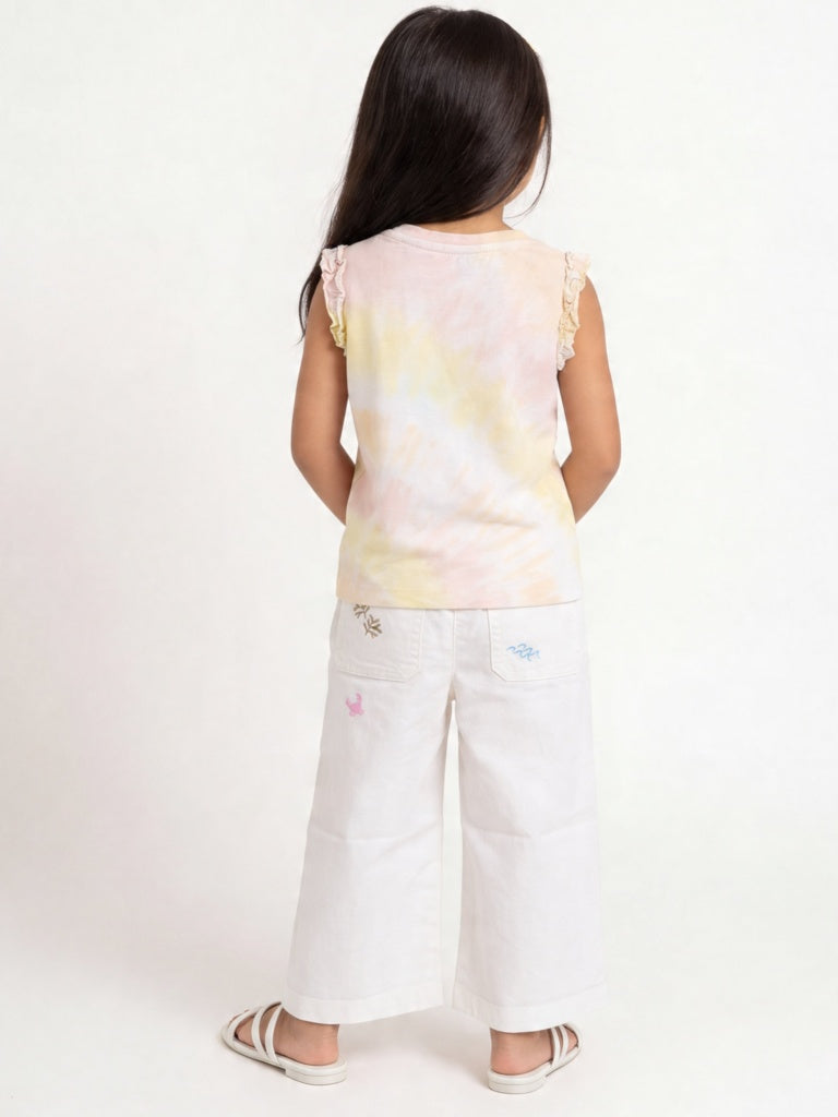 HOP Kids Girls Off-White Nautical Print Straight Jeans