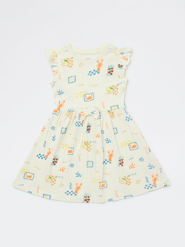 HOP Kids Girls Multicolour Printed Cotton-Blend A-Line Dress