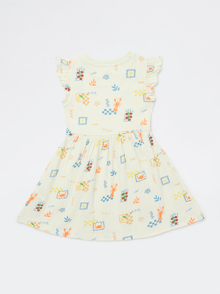 HOP Kids Girls Multicolour Printed Cotton-Blend A-Line Dress