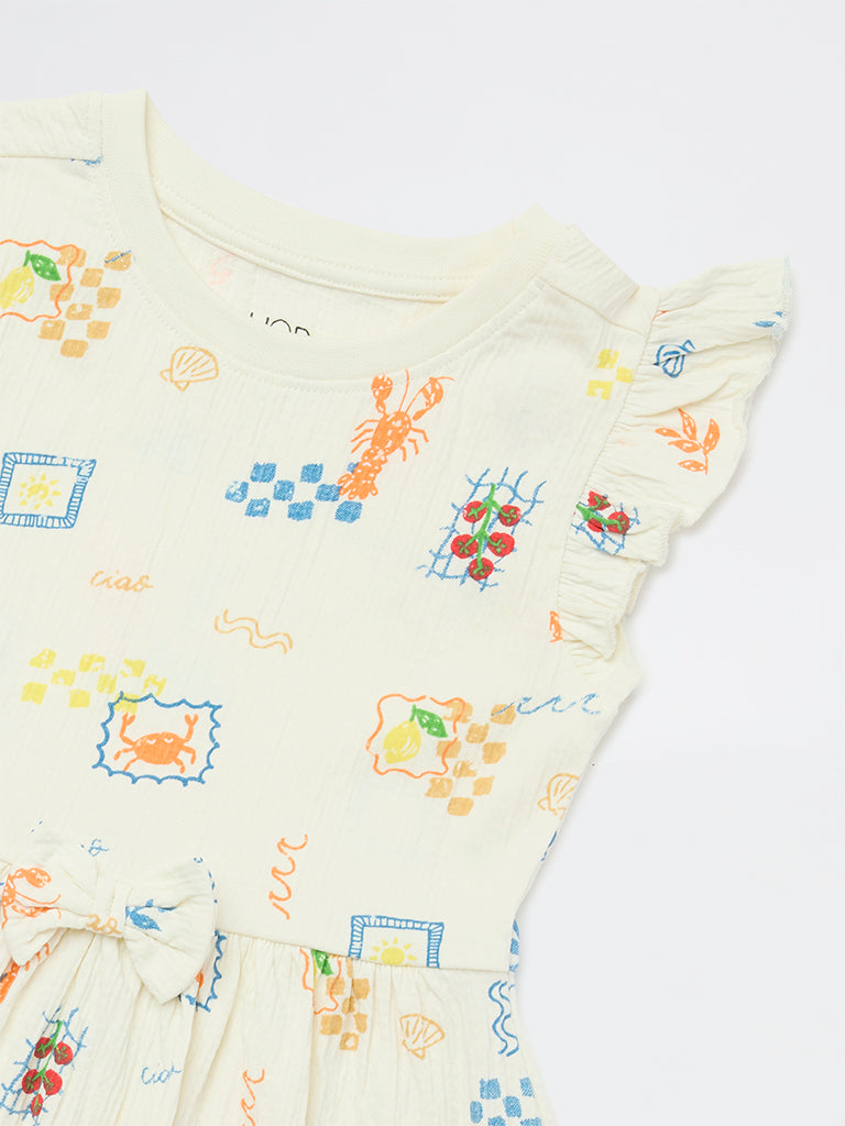 HOP Kids Girls Multicolour Printed Cotton-Blend A-Line Dress
