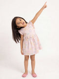 HOP Kids Girls Pink Printed Cotton-Blend A-Line Dress