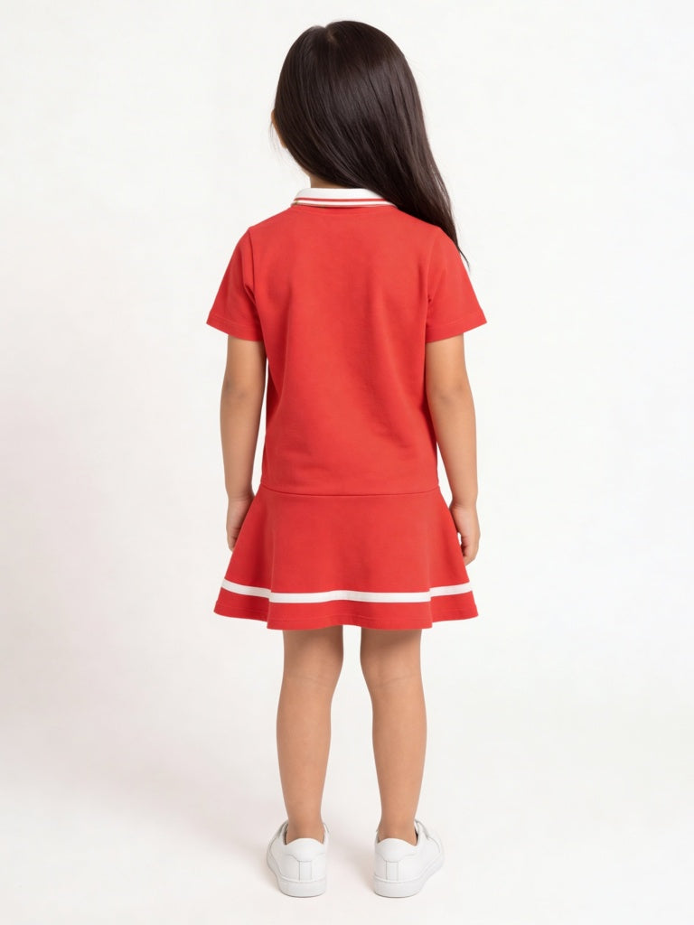 HOP Kids Girls Red Cotton Polo Dress
