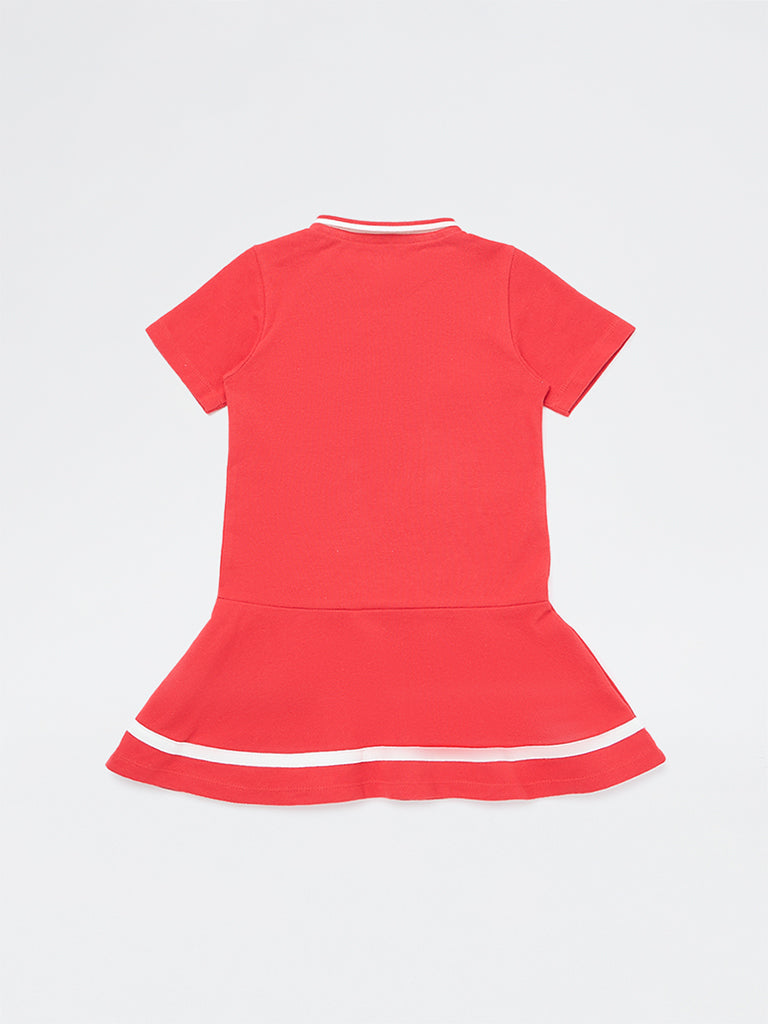 HOP Kids Girls Red Cotton Polo Dress