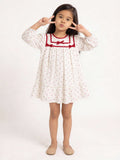 HOP Kids Girls White Printed A-Line Cotton Dress