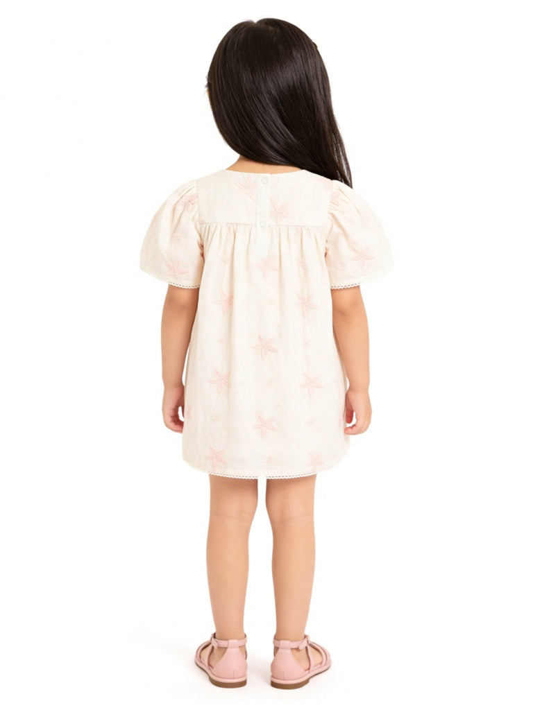HOP Kids Girls Pink Bow-Detailed Mesh Overlay Dress