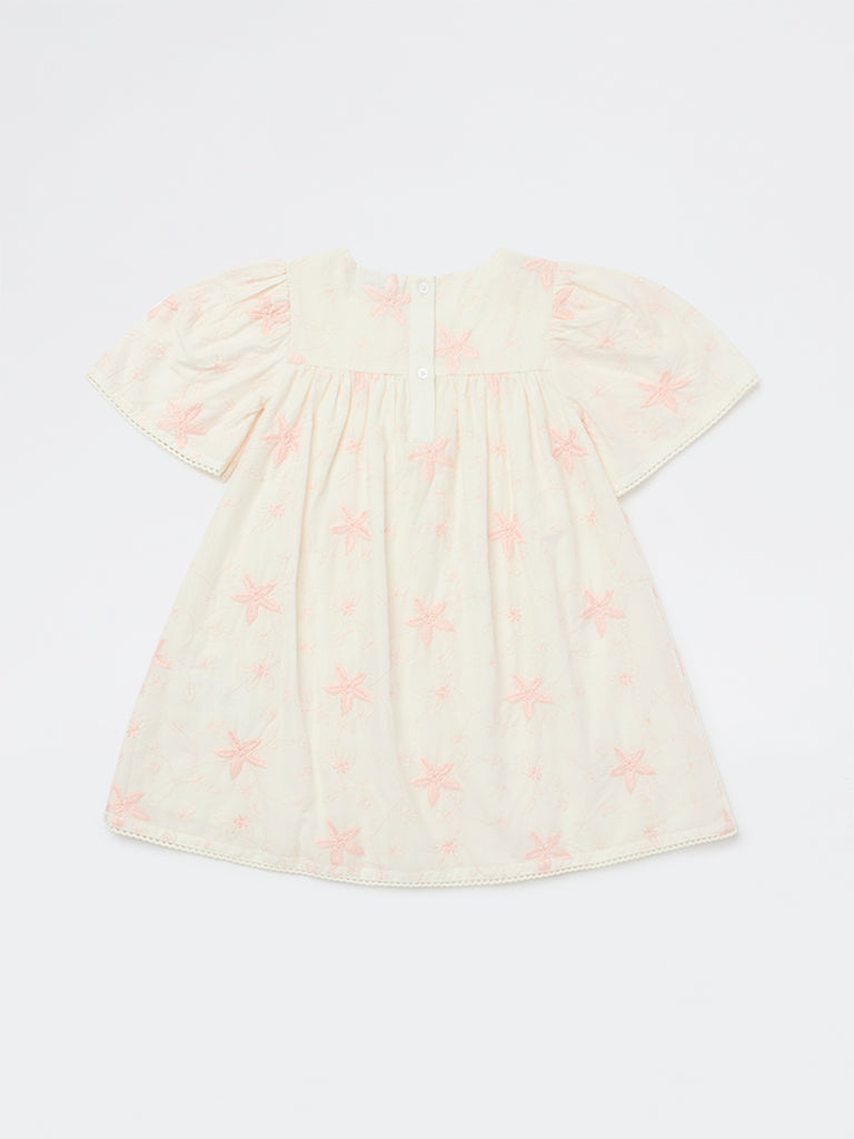 HOP Kids Girls Pink Bow-Detailed Mesh Overlay Dress