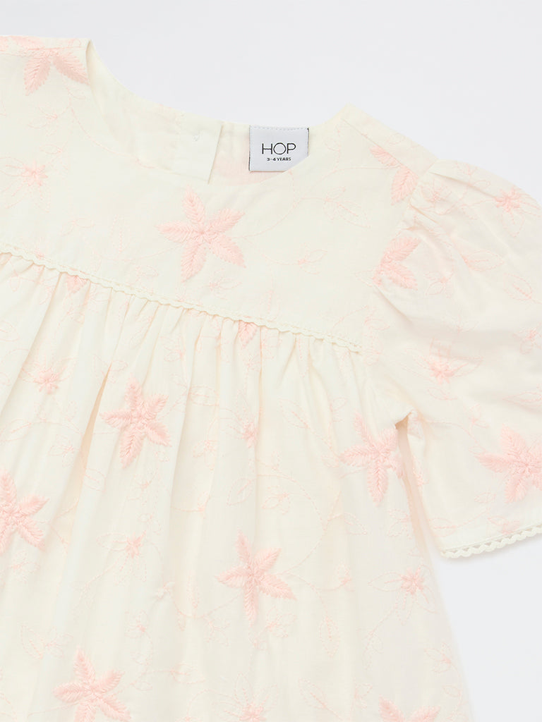 HOP Kids Girls Pink Bow-Detailed Mesh Overlay Dress