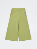 Utsa Kids Girls Green Floral Embroidered Ethnic Pants - (2-8 yrs)