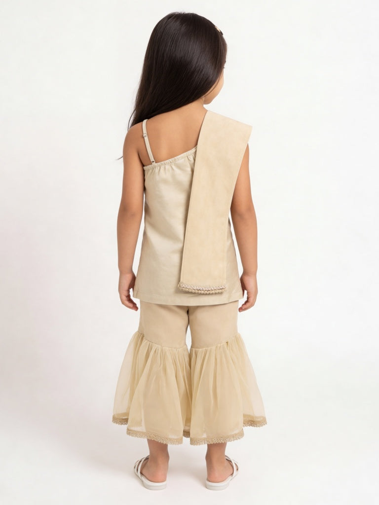 Utsa Kids Girls Light Taupe Embroidered Sharara Ethnic Set - (2-8 yrs)