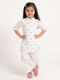 Utsa Kids Girls White Heart Embroidered Cotton Pants - (2-8 yrs)