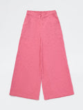 Utsa Kids Girls Pink Floral Embroidered Cotton Pants- (8-14 yrs)