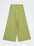 Utsa Kids Girls Green Floral Embroidered Cotton Ethnic Pants - (8-14 yrs)