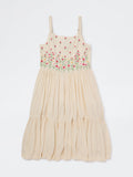 Utsa Kids Girls Light Peach Floral Embroidered A-Line Dress - (8-14 yrs)