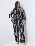 Gia Black Printed Mid-Rise Pants
