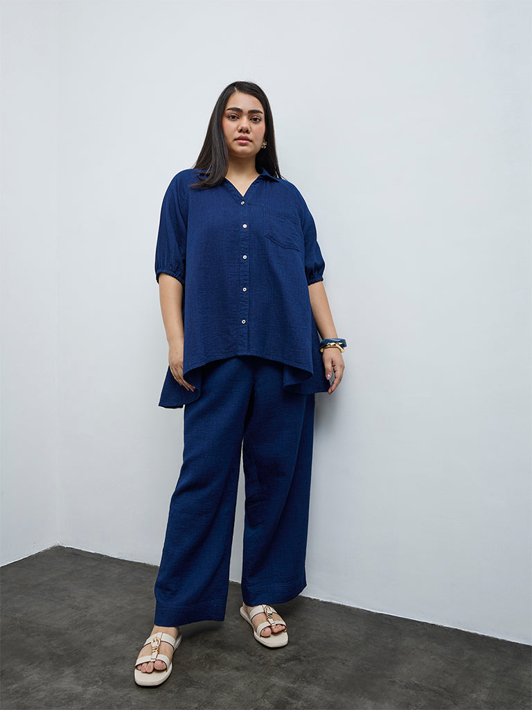 Gia Indigo High-Rise Cotton Pants