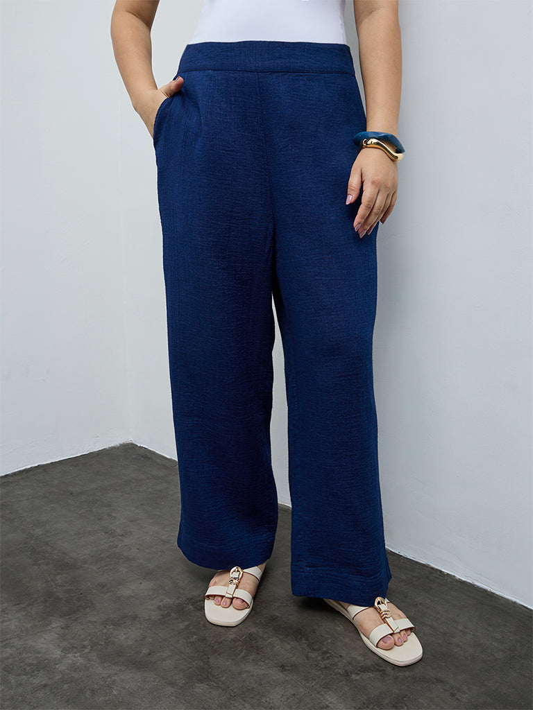 Gia Indigo High-Rise Cotton Pants