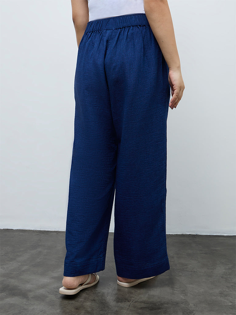 Gia Indigo High-Rise Cotton Pants