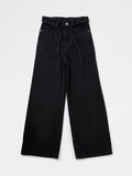 Girls Black High-Rise Jeans with Belt